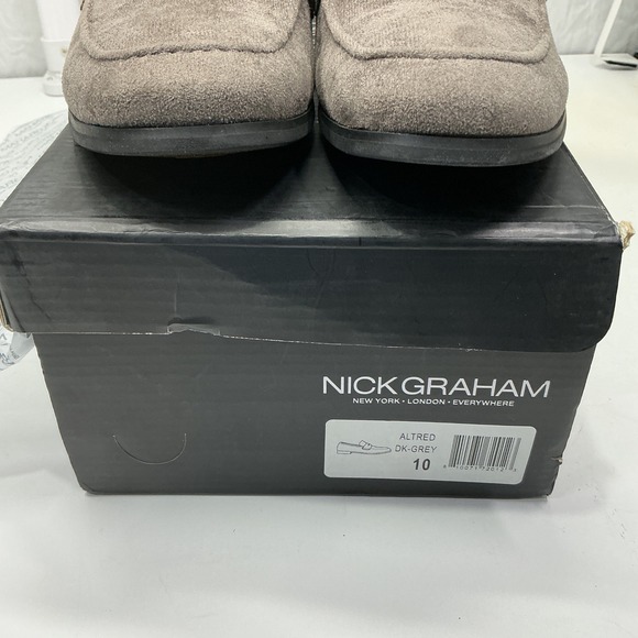 NWT NICK GRAHAM Alred Dress DK GREY Suede Penny Loafer Men Shoes 10 Blokecore - Picture 4 of 8